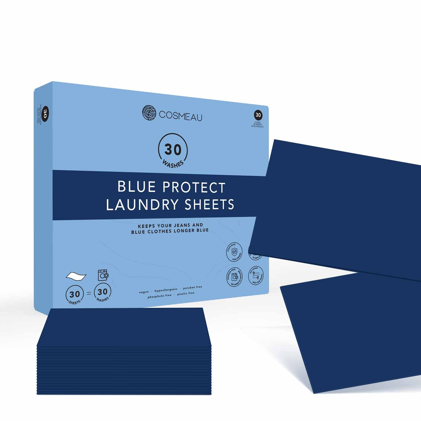 Color Booster Blue FOR DARK BLUE LAUNDRY ONLY (No Detergent): Jeans/Blue Laundry Color Protector Strips