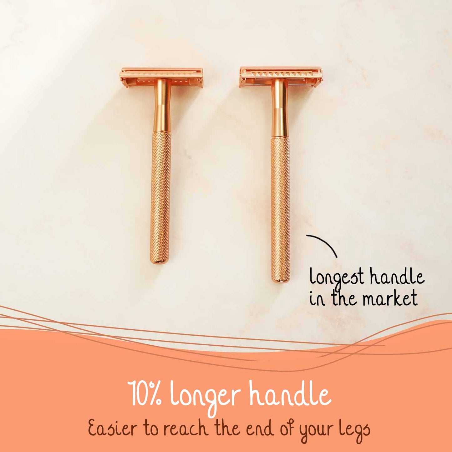 Safety Razor Rose Gold + 20x Blades for Women Stainless Steel