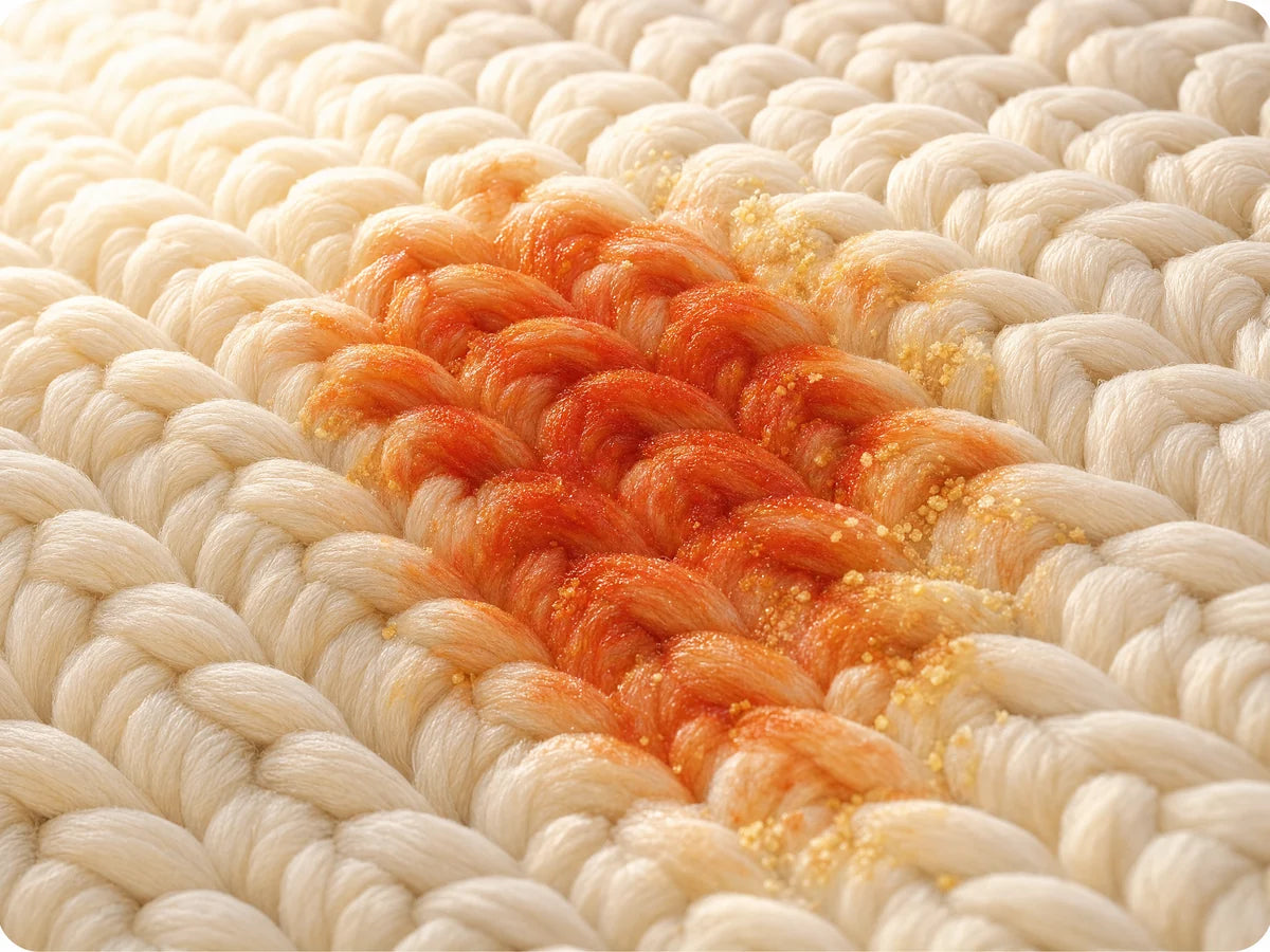 Zetmeelrijke sausvlek op licht textiel