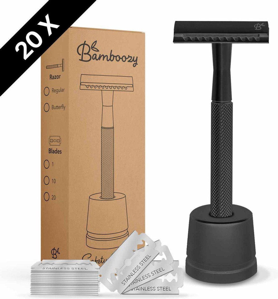 Safety Razor with Stand · 20x Platinum Blades