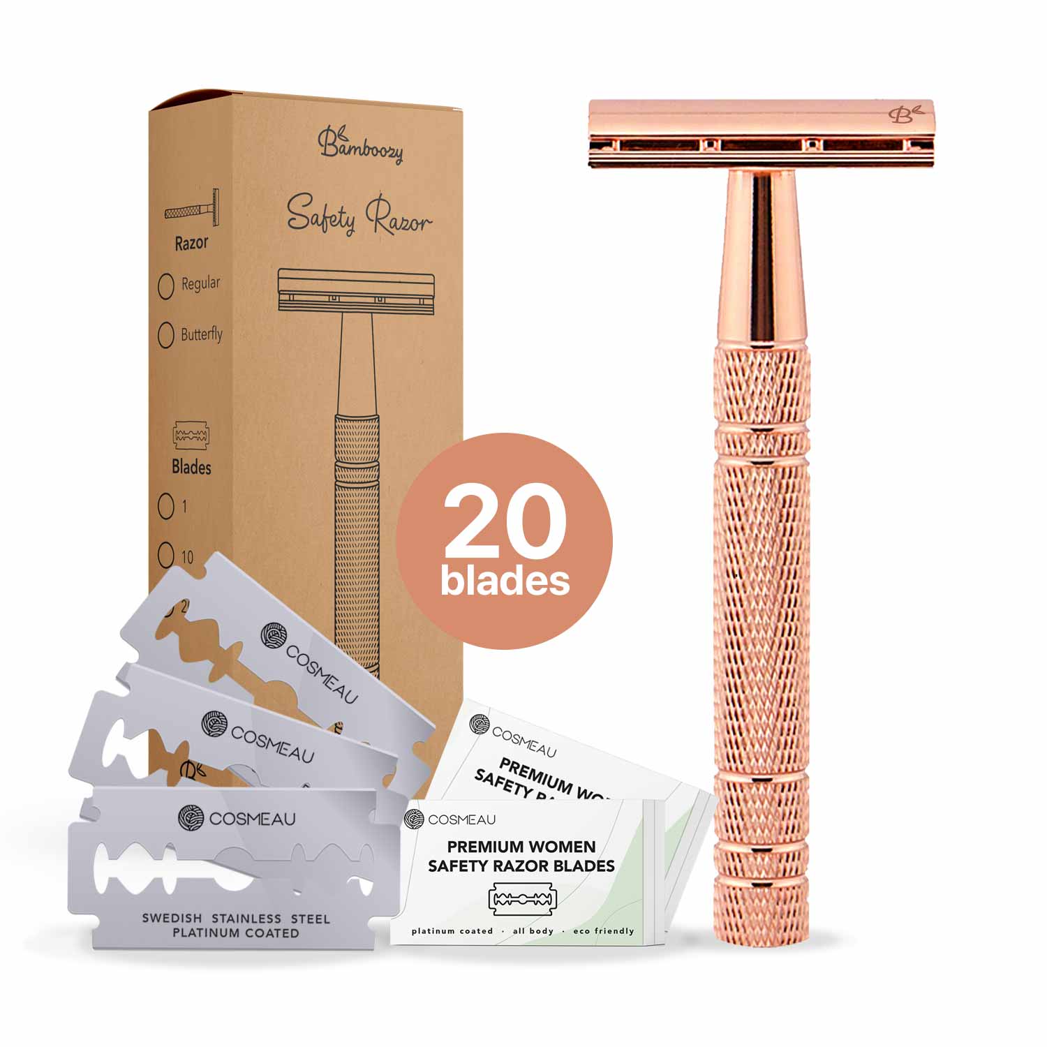 Safety Razor Glossy Rose Gold Aluminium