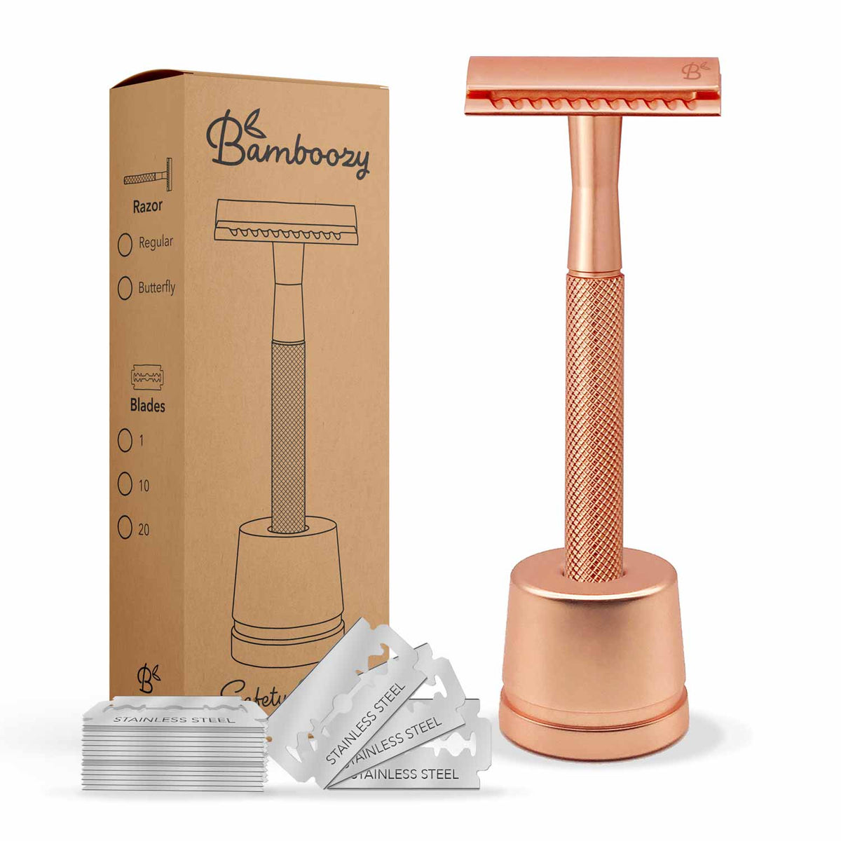 Safety Razor with Stand · 20x Platinum Blades