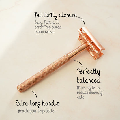 Safety Razor Butterfly Rose Gold with Stand · 20x Platinum Blades