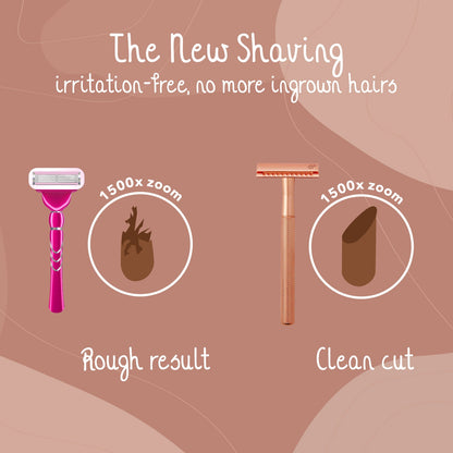 Safety Razor Rose Gold + 20x Blades for Women Stainless Steel