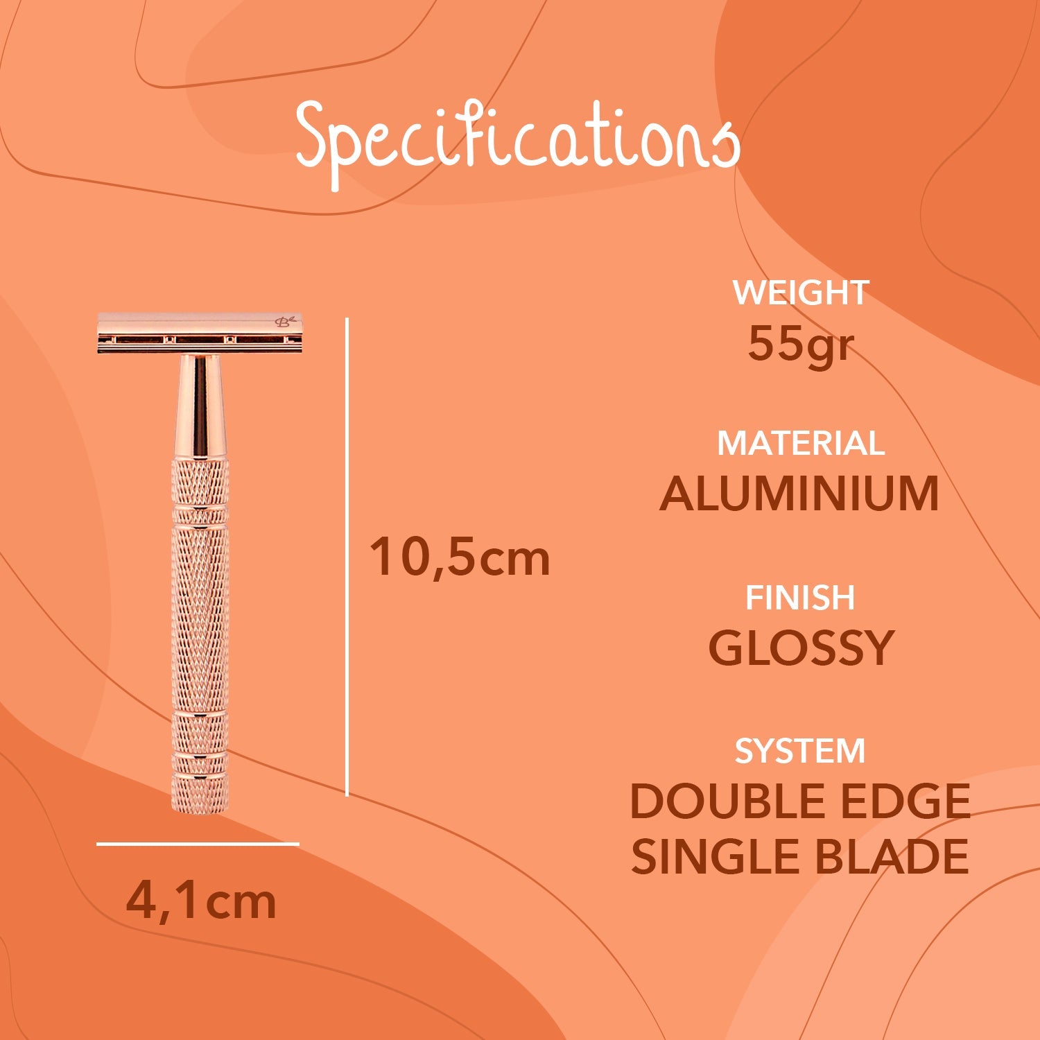 Safety Razor Glossy Rose Gold Aluminium