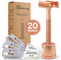 Bamboozy Safety Razor Butterfly Rose Gold with Stand · 20x Platinum Blades