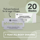 Safety Razor Rose Gold + 20x Blades for Women Stainless Steel