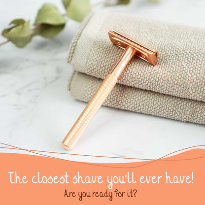 Safety Razor Rose Gold + 20x Blades for Women Stainless Steel