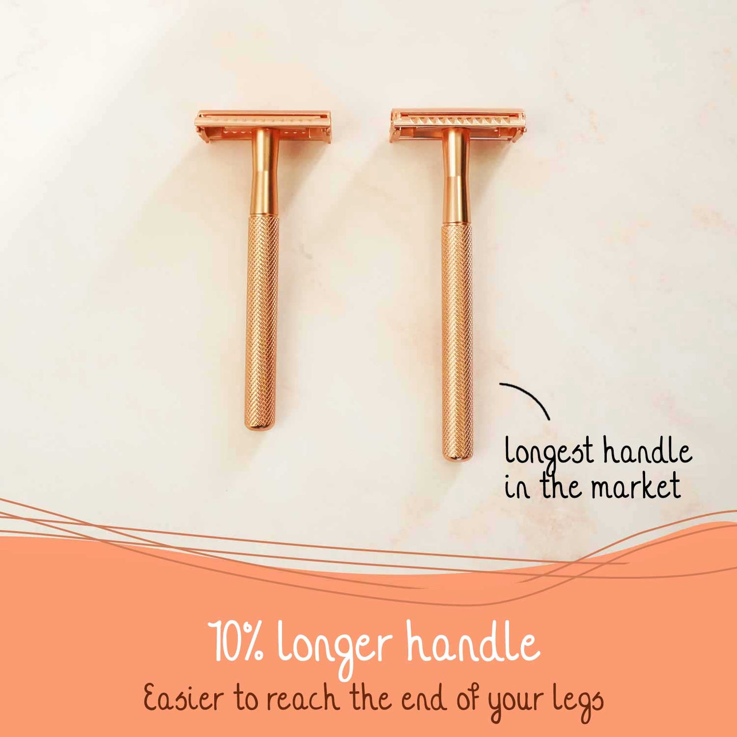 Safety Razor Rose Gold + 20x Blades for Women Stainless Steel