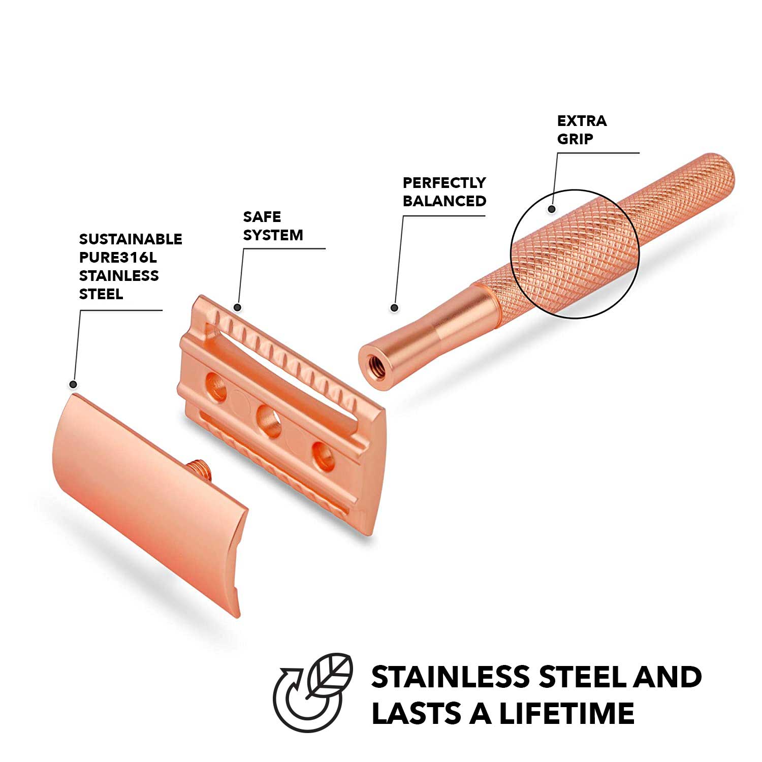 Safety Razor with Stand · 20x Platinum Blades