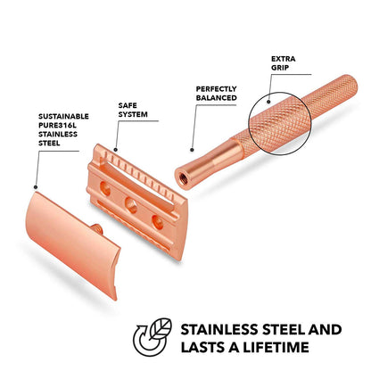 Safety Razor with Stand · 20x Platinum Blades