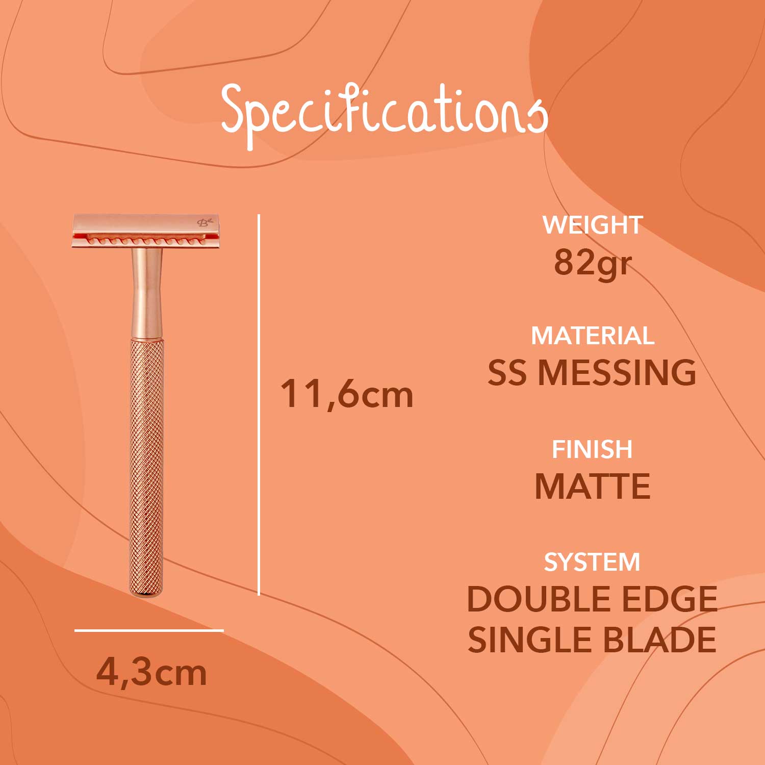 Safety Razor Rose Gold + 20x Blades for Women Stainless Steel